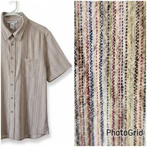 ♻️Sag Harbor Linen Blend Striped Button Shirt • XL